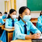 Home 18 학습 진도 추적의 법적 제도적 고려사항 - A modern Vietnamese classroom scene showing a diverse group of students aged around 12-15 years, all...