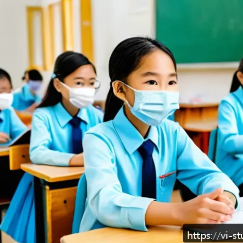 Home 30 학습 진도 추적의 법적 제도적 고려사항 - A modern Vietnamese classroom scene showing a diverse group of students aged around 12-15 years, all...